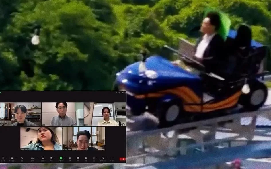 Janubiy koreyalik erkak “Amerika tepaliklari”da uchayotib, Zoom’da ishtirok etdi (video)